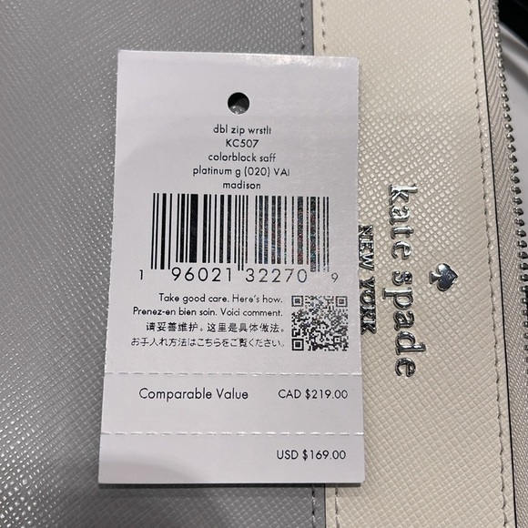 Kate Spade Madison Double Zip Wristlet Wallet Phone Holder 
Platinum Grey
NWT - Picture 13 of 16